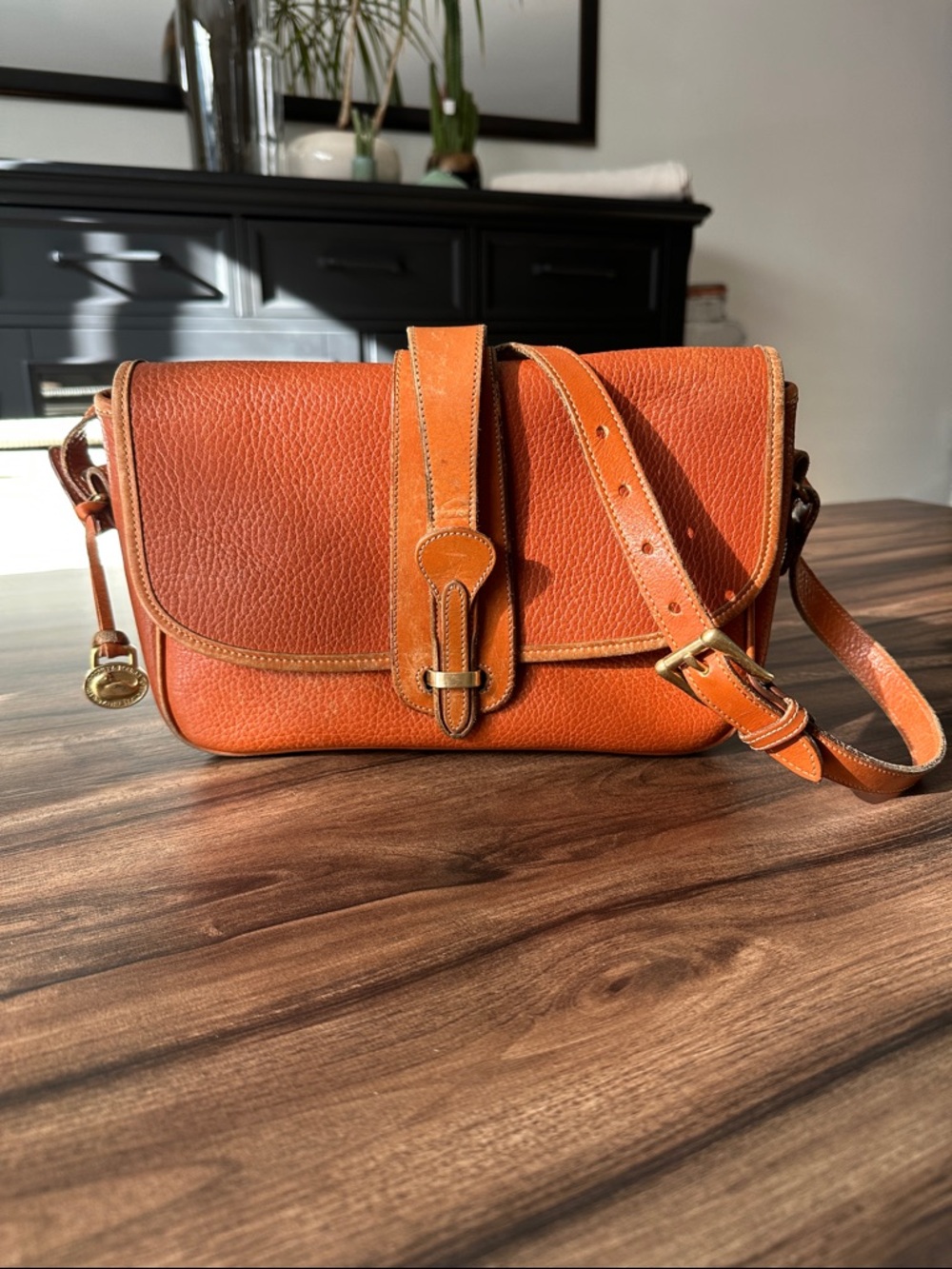 Dooney and Bourke Pebbled Leather Crossbody Bag in English Saddle